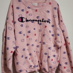 Champion Pink Crewneck with Logo Pattern
